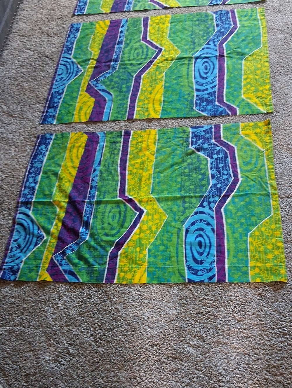Rare, vintage mid-century modern‎ fabric set 3 Curtains 40" W. X 28" L. each - Picture 2 of 5